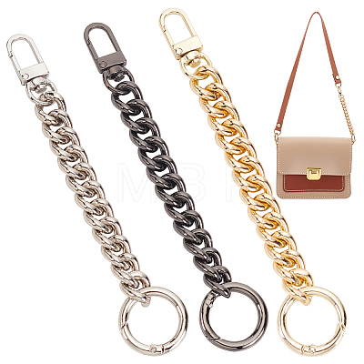 WADORN 3Pcs 3 Colors Aluminum Curb Chain Purse Strap Extenders FIND-WR0008-93-1