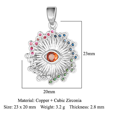 Brass Colorful Cubic Zirconia Pendants ZIRC-KK-E068-VA220-2P-1