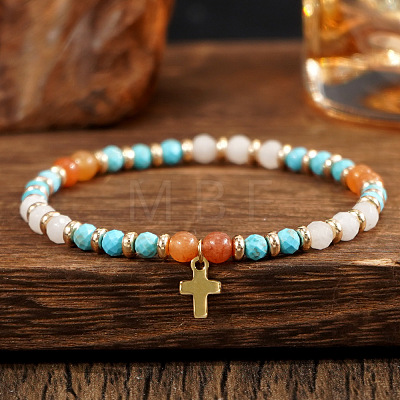 Vintage Brass Cross Charm Bracelets GR0330-2-1