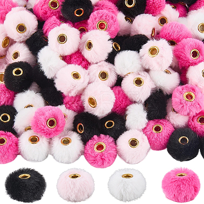200Pcs 4 Colors Velvet Imitation Rabbit Fur European Beads FIND-SC0022-89-1