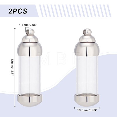 Unicraftale 2Pcs 304 Stainless Steel Glass Bottle Pendants STAS-UN0044-69-1