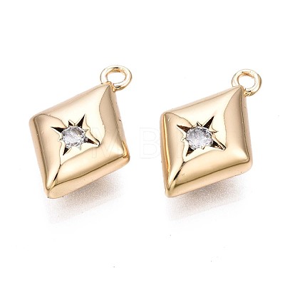 Brass Micro Pave Clear Cubic Zirconia Charms KK-Q764-003-1
