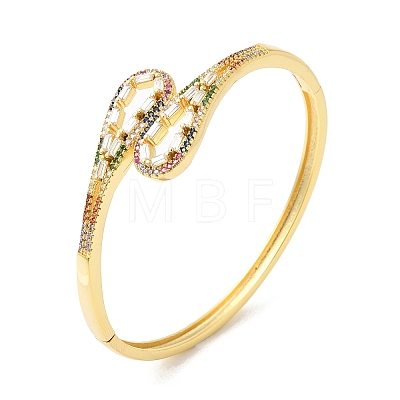 Colorful Cubic Zirconia Hollow Out Teardrop Hinged Bangle BJEW-L681-006G-1