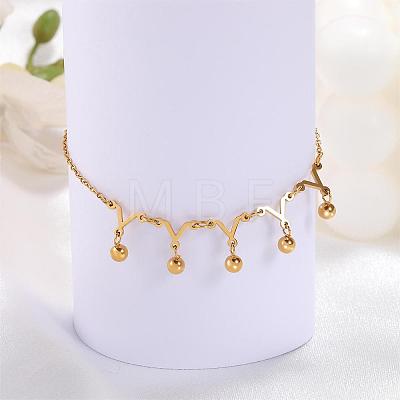 Titanium Steel Triangle with Round Ball Charm Bracelet Anklet Gold Beaded Charms Anklet Summer Beach Dainty Jewelry Gift for Women JA199A-1