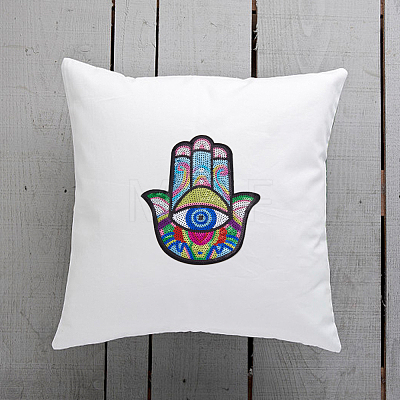 6Pcs 6 Style Hamsa Hand/Heart with Evil Eye Computerized Embroidery Cloth Iron on Sequins Patches DIY-HY0001-50-1