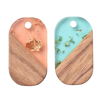 Transparent Resin & Walnut Wood Pendants RESI-CJ0001-96-1