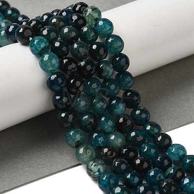 Dyed & Heated Natural Dragon Veins Agate Beads Strands X-G-P539-A01-28-1