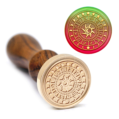 Brass Wax Seal Stamp with Handle AJEW-WH0184-1146-1