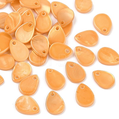 Spray Painted Natural Freshwater Shell Teardrop Charms SHEL-K006-47D-1