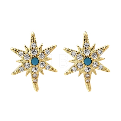 Star Brass Micro Pave Cubic Zirconia Ear Studs EJEW-D304-36G-1