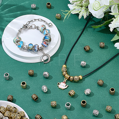 90Pcs Colors Zinc Alloy European Beads FIND-SP0005-97A-1