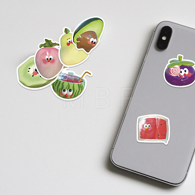 50Pcs 50 Styles PVC Plastic Fruit Character Stickers Sets STIC-P004-34-1