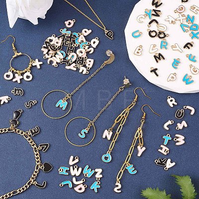 104Pcs Letter A~Z Alloy Enamel Pendant Charms JX170A-1