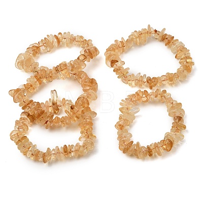 Heated Natural Citrine Chip Beaded Stretch Bracelets GG-CBA0FEA-01B-1