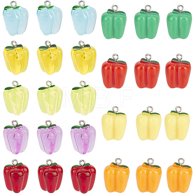36Pcs 9 Colors Resin Imitation Vegetable Pendants RESI-SC0003-13-1