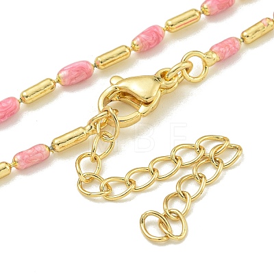 Brass Enamel Column Link Chain Necklaces NJEW-H039-04B-01G-1