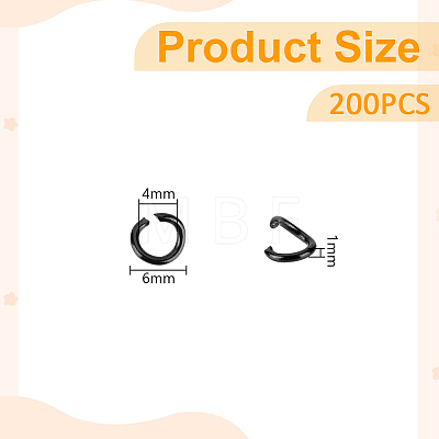 200Pcs 304 Stainless Steel Open Jump Rings STAS-UN0058-44B-1
