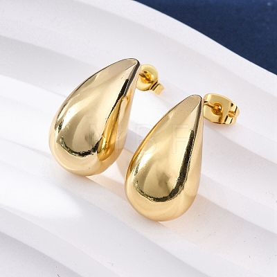 Teardrop Brass Stud Earrings EJEW-Q015-20A-G-1