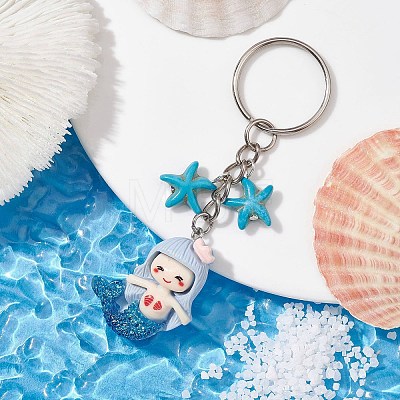 Mermaid Opaque Resin Pendant Keychain X1-KEYC-JKC00624-01-1