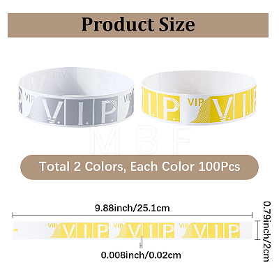 200Pcs 2 Colors VIP PP Plastic Waterproof Bracelets BJEW-SP0001-33-1