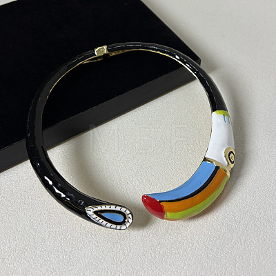 Alloy Enamel Bird Hinged Open Cuff Choker Necklaces WG849AB-01-1