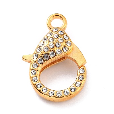 Alloy Rhinestone Lobster Claw Clasps LS-PALLOY-L166-01G-1