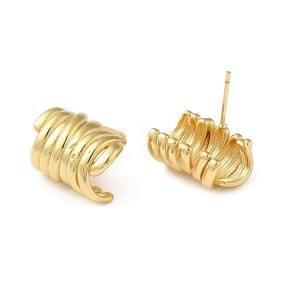Rack Plating Brass Column Stud Earrings EJEW-Z019-17G-1