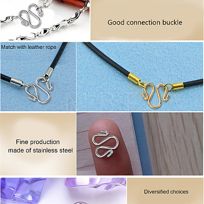 50Pcs 2 Colors 304 Stainless Steel Hook Clasps STAS-CJ0002-12-1