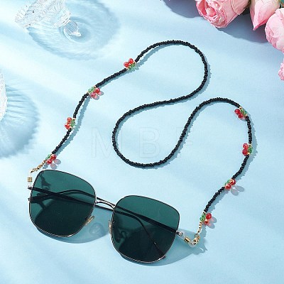 Glass Seed & Electroplate Glass Eyeglasses Chains AJEW-TA00057-1