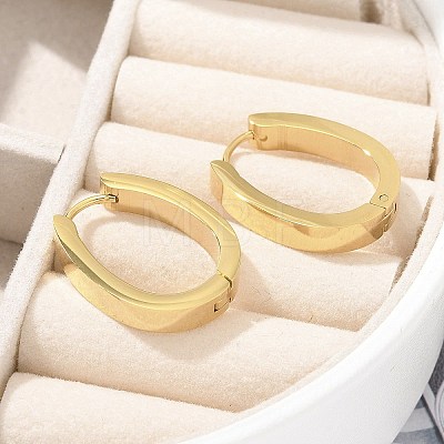 304 Stainless Steel Oval Hoop Earrings for Women EJEW-C096-66G-1