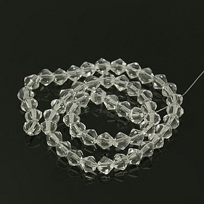 Half-Handmade Transparent Glass Beads Strands X-GB6mmC01-1