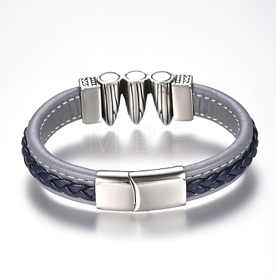 Men's Braided Leather Cord Bracelets BJEW-H559-22A-1