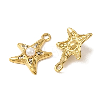 303 Stainless Steel & ABS Plastic Pearl & Crystal Rhinestone Pendants RB-CBA1E47-14G-1