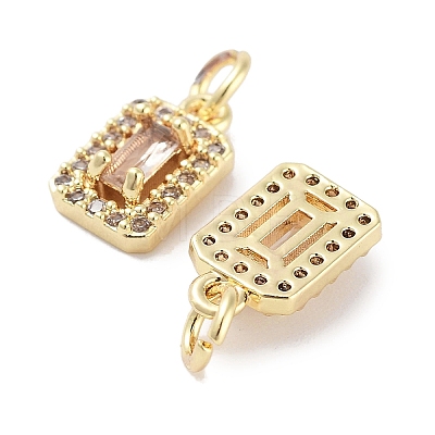 Brass Micro Pave Cubic Zirconia Charms KK-C051-11G-03-1