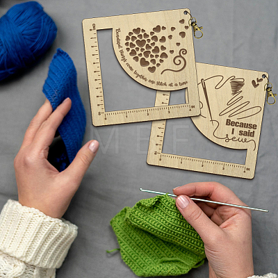 Wooden Square Frame Crochet Ruler DIY-WH0537-001-1