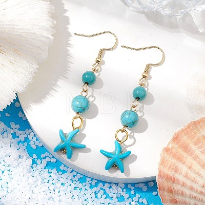 Synthetic Turquoise Dangle Earrings EJEW-JE05849-02-1