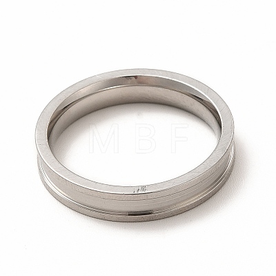 201 Stainless Steel Grooved Finger Ring Settings STAS-P323-11P-1