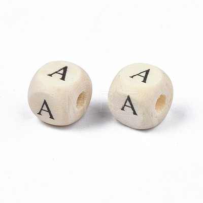 Printed Natural Wood Beads WOOD-T026-001A-1