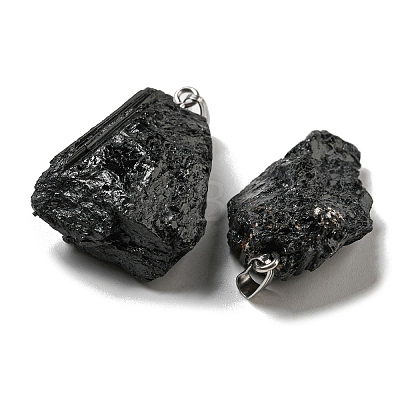 Natural Black Tourmaline Pendants G-F739-01P-1