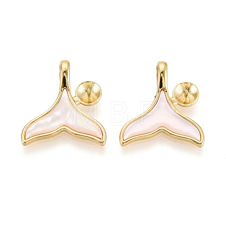 Brass with Shell Enamel Cup Pearl Peg Bails Pin Pendants LS-KK-T079-12G-1