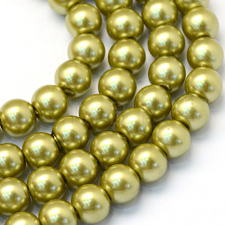 Baking Paint Pearlized Glass Pearl Round Bead Strands X-HY-Q330-8mm-43-1