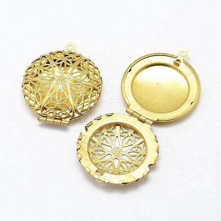 Brass Locket Pendants KK-P094-22-1