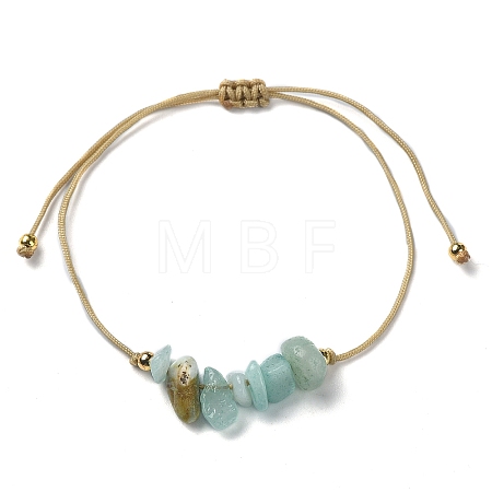 Natural Amazonite Chips Braided Bead Bracelets BJEW-JB09851-05-1