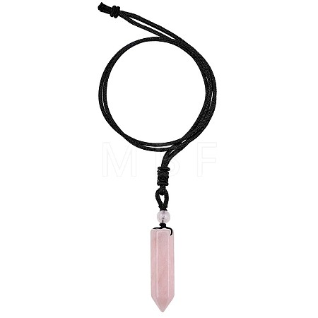Natural Rose Quartz Bullet Pendant Necklace JN1043F-1