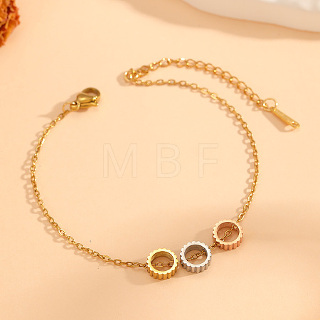 304 Stainless Steel Tri-Color Charm Bracelets for Women WG590E2-05-1
