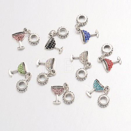 Large Hole Alloy Glass Rhinestone European Dangle Charms X-MPDL-L013-14-1