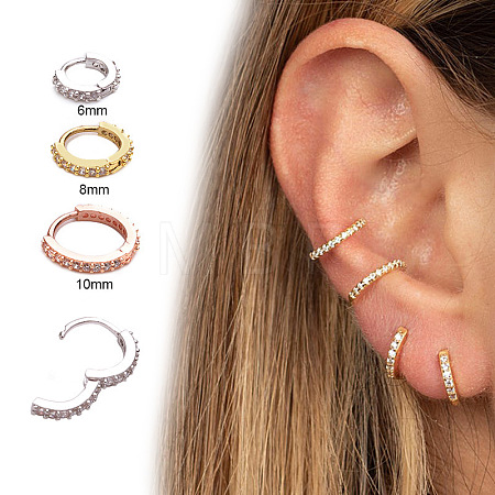 Brass Micro Pave Clear Cubic Zirconia Hoop Cartilage Earrings WG0AF68-05-1