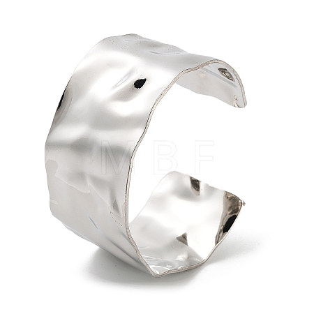 Non-Tarnish 304 Stainless Steel Textured Wide Open Cuff Bangles for Women BJEW-Z067-01P-02-1