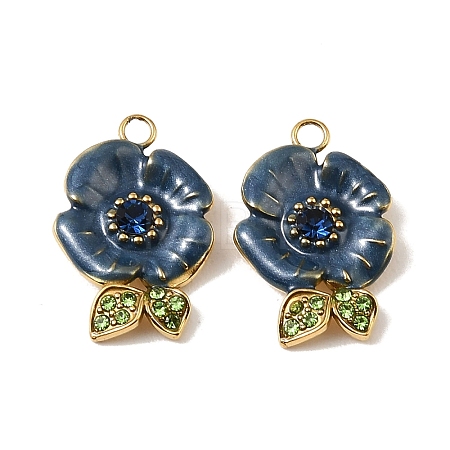 304 Stainless Steel Enamel Pendants STAS-I371-24G-03-1