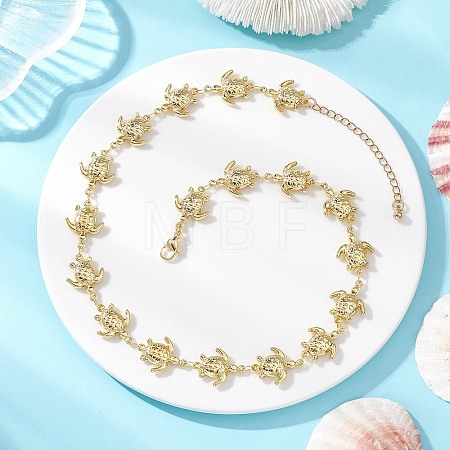 Ocean 304 Stainless Steel Turtle Link Chain Necklaces for Women NJEW-JN05928-1